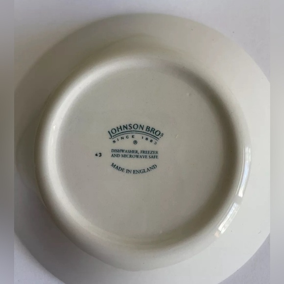 4 PC Johnson Brothers Blue Willow 1883 ENGLAND Rimmed Saucers 5” - Picture 4 of 4